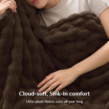 BEDELITE Chocolate Brown 3D Fleece Bubble Twin Blanket for Bed, 60x80 Inch - color: Chocolate Brown, size: Twin(60"x80")
