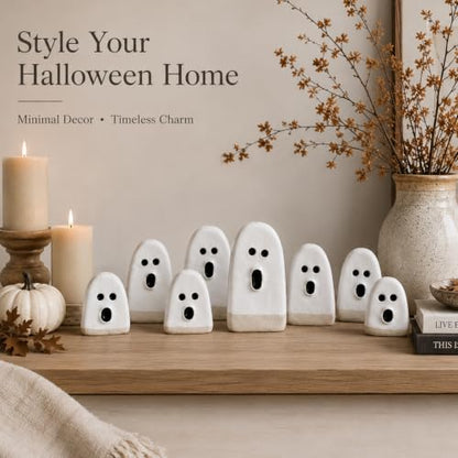 Amyhill 8 Pcs Halloween Terracotta Resin Ghost Figurines Decor, 5 Sizes - size: 5 Sizes