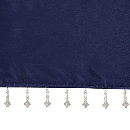 Madison Park Faux Silk Valances for Windows with Beads, 50x26 Navy - color: Navy, size: 50"W x 26"L (Pack of 1), style: Valance