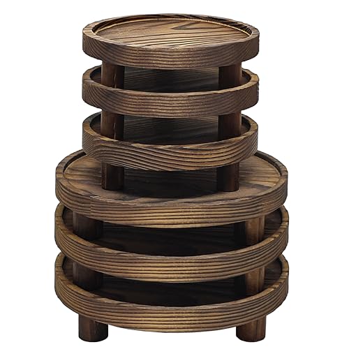 6 PCS 6/8 Inch Wood Risers Display Stands,Round Mini Tray Stand - size: 6/8 in