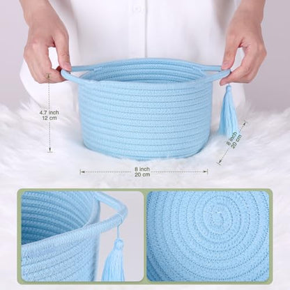 Small Gift Basket Empty to Fill, 2 Pack, Mini Woven Basket, Light Blue - color: Light Blue, size: 2 Pack