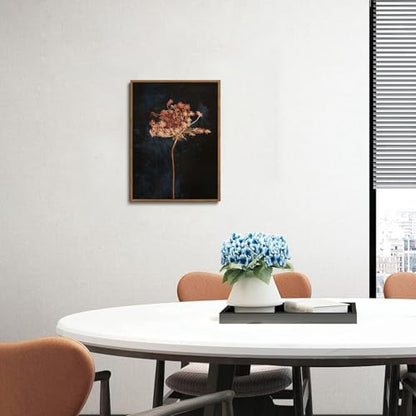 Moody Botanical Flower Framed Canvas Wall Art 12x16 inch - color: Radish flower, size: 12"x16" Natural