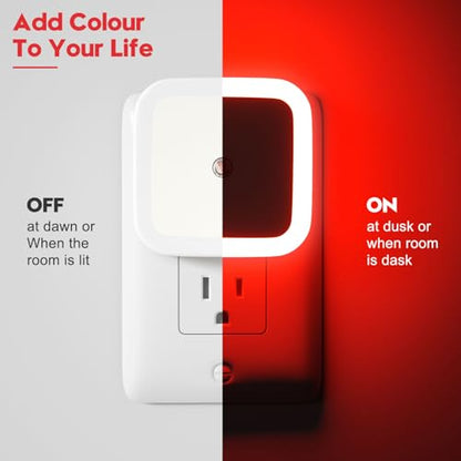 Sujeet Night Light, Night Lights Plug into Wall 8-Pack, Nightlight Plug in Night Light, Dusk to Dawn Night Lamp Led (Red) - color: Red