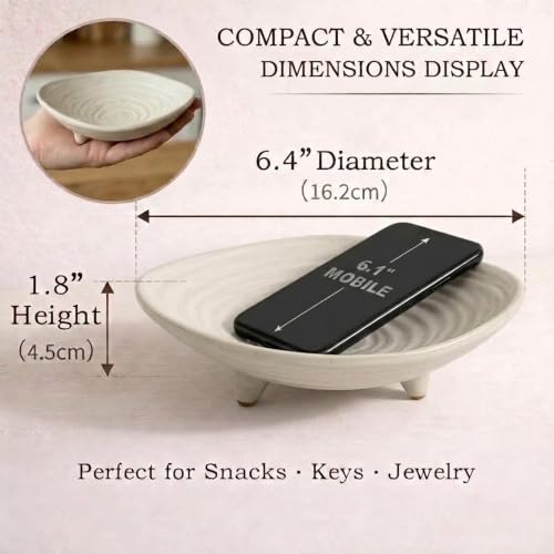 Small Decorative Bowl, 6" Ceramic Key Bowl for Entryway Table - size: 6-Inch