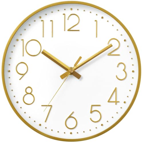 DAXSMY Wall Clock 14 Inch Gold Decorative, Battery Operated Silent - color: B_gold, size: 14 Inch