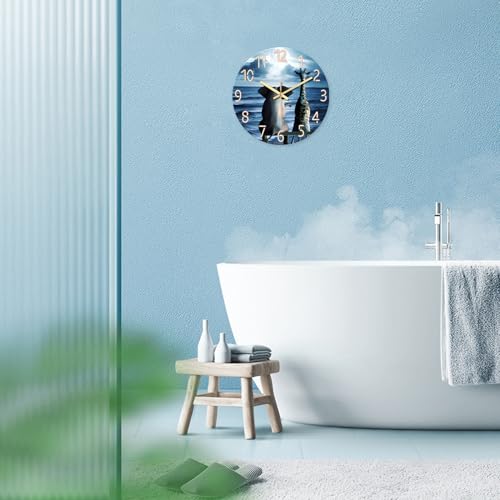 XNM Round Animal Operated Battery Wall Clock Modern 14 Inch - color: Blue, size: 14 Inch