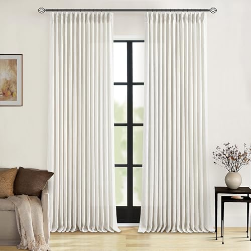 TWODRAPES Natural Pinch Pleated Linen Curtains 92 Inches Long 2 Panels Set - color: Natural, size: 40"W x 92"L (Pack of 2)