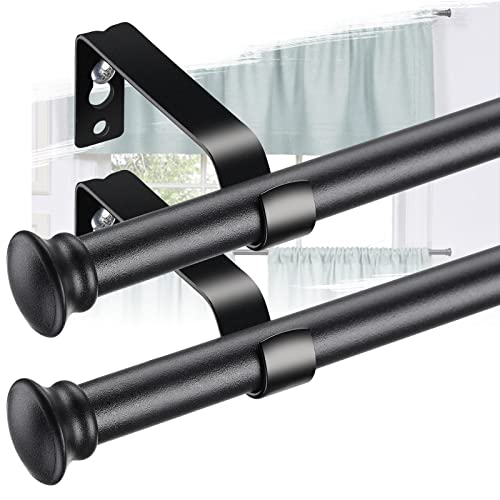 28-50 Inch Heavy Duty Black Curtain Rod Set - 2 Pack Cafe Rods With Brackets for Windows, Doors, Kitchen, Bathroom - color: Matte Black, size: 28-50" (2 Pack)