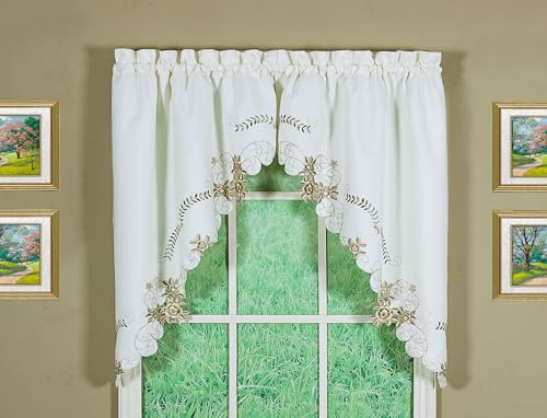 Today's Curtain Verona Reverse Embroidery Swag, 38", Ecru/Antique, 60" W X 38" L - color: Ecru/Antique, size: 38"W x 60"L (Pack of 1)