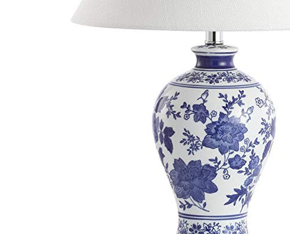 JONATHAN Y Song Table Lamp 21.5" Chinoiserie Floral Ceramic, Blue/White