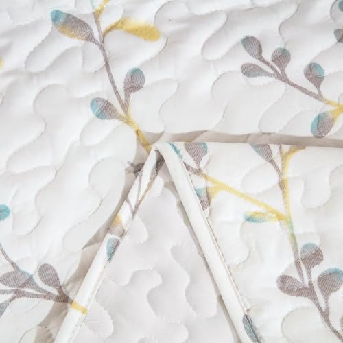 Exclusivo Mezcla 60"x 80" Boho Quilted Throw Blanket, White Quilt Throw - color: Floral White, size: 60 x 80 inch