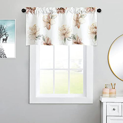 Leeva Farmhouse Floral Valance, Light Brown, 52 x 18, Rod Pocket, 1 Panel - color: T11, size: 52"W x 18"L (Pack of 1)