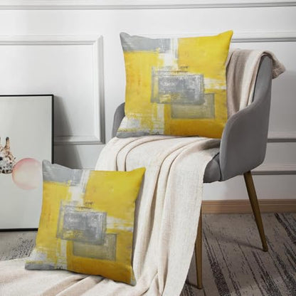 Britimes Throw Pillow Covers Set of 2, 16 x 16 Inch, Yellow Grey - color: Yellow Grey, size: 16" x 16" (Pack of 2)