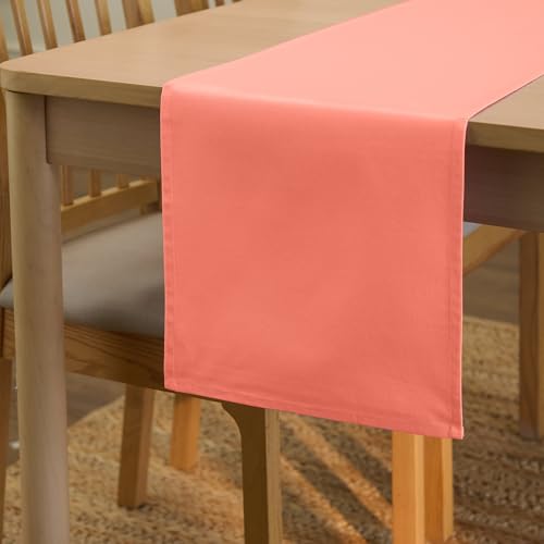 Encasa XO Table Runner, Cotton Canvas Dining Runner 13"x72" - color: Coral, size: 13x72 in