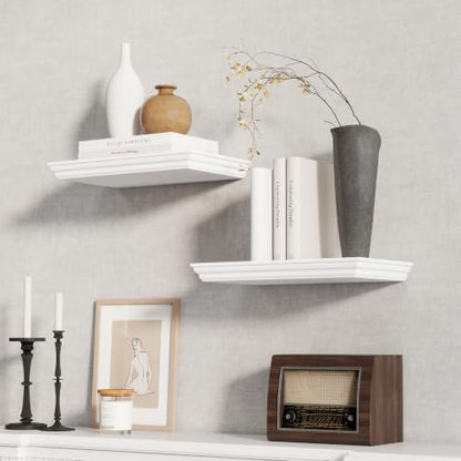 Fun Memories Floating Shelves, White, 16 Inch Long, 9.3 Inch Deep, 2 Pack - color: White, size: 16", Set of 2