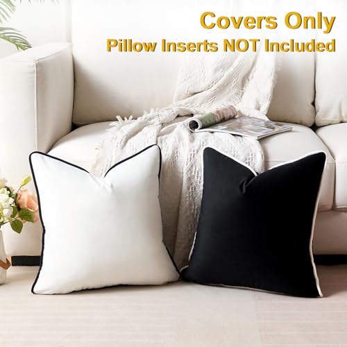 Black and White Pillow Covers for Couch Throw Pillows 18x18 Black and White Decorative Cushion Covers Accent Home Decor Sofa Modern Decorative Neutral Velvet Cases for Bed Bedroom Living Room Set of 2 - color: Black White, size: 18" x 18" (Pack of 2)