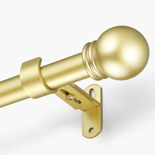 Curtain Rods for Windows 16-48", 1 In Gold Curtain Rod, 1 Pack - color: Warm Gold, size: 48" - 1'' rod - 1 Pack