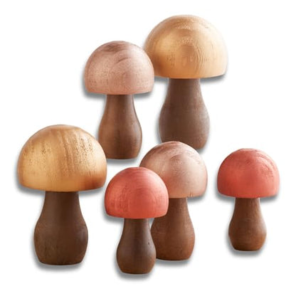 Your Heart's Content Wood Mushrooms, Set of 6 (Metallic Paint 6) - color: Metallic 6