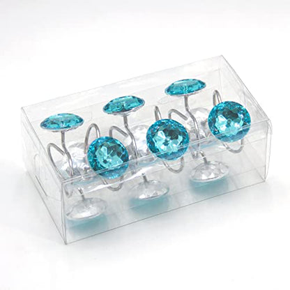 Crystal Diamond Round Shower Curtain Hooks Rings for Bathroom,Aqua,12PCS - color: Aqua