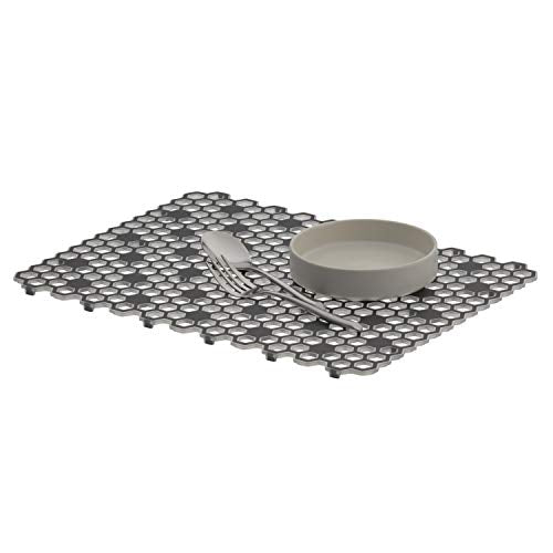 Spectrum Diversified Hexa Raised Feet Quick-Drying Heavy-Duty Protector with Non-Slip Surface, Large Farmhouse Sink Mat, Frost/Gray (Pack of 2) - size: 11.8" x 16" (Pack of 2)