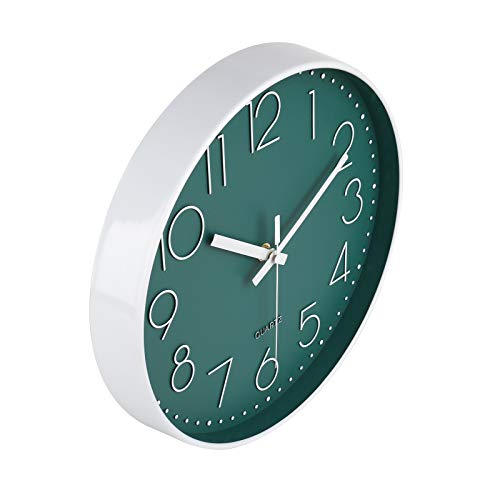 jomparis 12 Inch Silent Non-Ticking Battery Operated Round Wall Clock Easy to Read Peacock Color Wall Clocks - color: 1 Pack - Peacock, size: 12 Inch