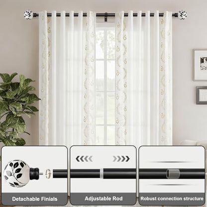 Ceramic Black Curtain Rods 2 Pack for Windows 16 to 120 Inches - color: Ceramic Black, size: 16"-120"|2 Pack