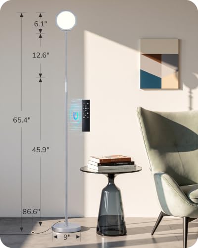 EDISHINE 18W LED Floor Lamp for Living Room, Diamond-Surface, Silver - color: Silver