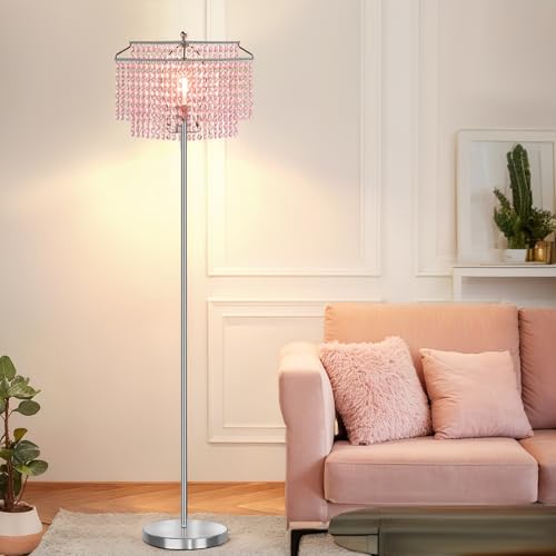 Luvkczc Pink Crystal Floor Lamp, 64" Tall Standing Lamps - color: Pink