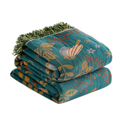 LUTBM Boho Throw Blanket for Bed 60"x80", 100% Cotton Cozy Couch Blankets - color: Animal-bird-a, size: 60"×80"