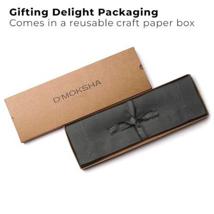 Signature Linen™ by D'Moksha, Charcoal Gray Placemats Set of 4, 14 x 19 Inch, 100% Pure Linen Table Mats, Hemstitch, Machine Washable Cloth Placemats- Fall, Weddings, Outdoor Hosting - color: Charcoal Gray, size: Set of 4 (14 X 19 Inch)