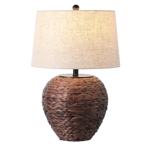 JONATHAN Y Alaro Table Lamp Woven Water Hyacinth Basket 24.5", Dark Brown - color: Dark Brown