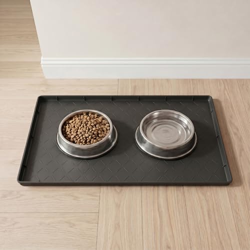 MateeyLife Silicone Waterproof Mat for Dog & Cat Food Mat 19"X12" - color: Classic Black, size: 19"L x 12"W