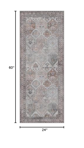 2x5 Runner Rug for Hallway Entryway Kitchen Rug Washable Runner Retro Grey - color: Retro Grey, size: 2' x 5' (Rectangular)