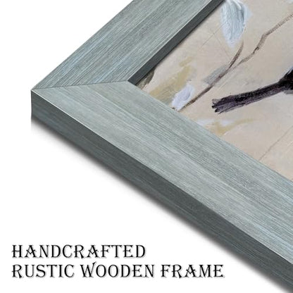 Oversized Spring Bird Scene Framed Wall Art, 36" Lx24 W - color: Chickadees on Soft Pastel, size: 36"L x 24"W
