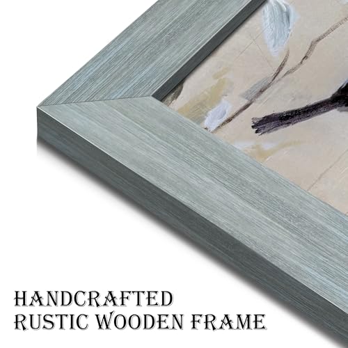 Oversized Spring Bird Scene Framed Wall Art, 36" Lx24 W - color: Chickadees on Soft Pastel, size: 36"L x 24"W