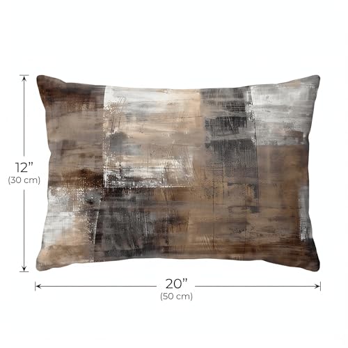 Set of 4 Abstract Throw Pillow Covers 12x20 Brown Tan Gray - color: Brown Tan, size: 20" x 12" (Pack of 4)