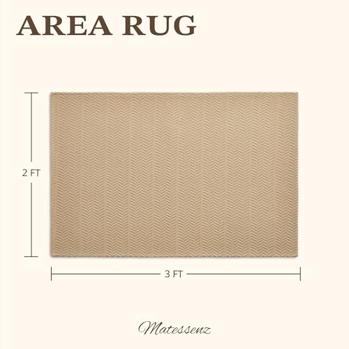MatEssenz Entryway Rug 2' x 3', Washable Indoor Door Mat, Non Slip Low Profile Area Rug, Durable Herringbone Woven Farmhouse Rug for Front Door, Mudroom, Laundry Room, Khaki - color: Khaki, size: 2' x 3' (Rectangular)