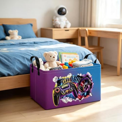 Rectangle Foldable Storage Basket Handles For Home, 3D Gamer - color: REC-3D Gamer