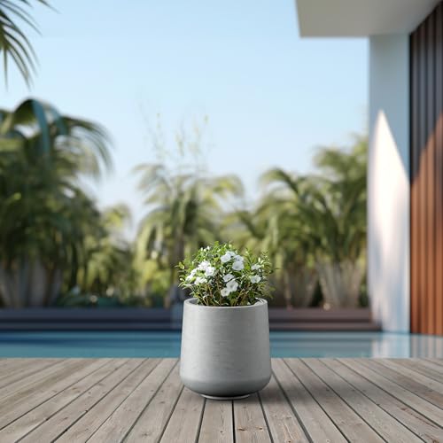 Kante Pale Gray Concrete Planter 13" Dia All-Weather Round Accent Pot - color: Gray Concrete, size: 13" D