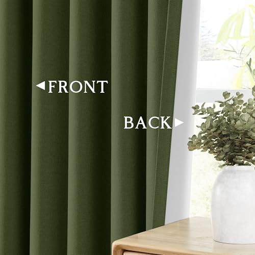 ChrisDowa Olive Green Blackout Curtains 45 Inches Long 2 Panels for Bedroom - color: Olive Green, size: 52"W x 45"L (Pack of 2)