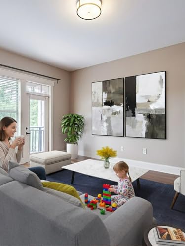 SAFERRYHOME Neutral Abstract Grey and Black Wall Art Set of 2, 24"x36"x2 - color: Black Grey, size: 24" x 36" x 2 Panel Framed