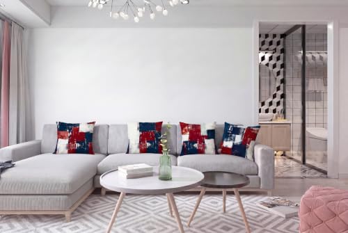 Throw Pillow Covers, Red White Blue Abstract, 18x18 - color: Red White and Blue, size: 18" x 18" (Pack of 4)