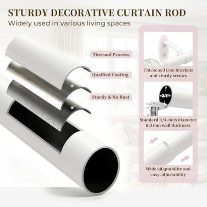 TVWOO White Rainbow Curtain Rod Adjust HeavyDuty Crystal Ball,18-45",2Pack - color: White, size: 18-45" ( 2pack )