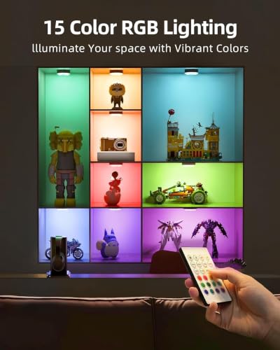 EZVALO Under Cabinet Lighting with Charging Station, 1000mAh Rechargeable Puck Lights with Remote, 3 Color Temps & 12 RGB Closet Lights, Dimmable Motion Sensor Lights for Shelf, Kitchen (6 Packs) - color: Wood Grain