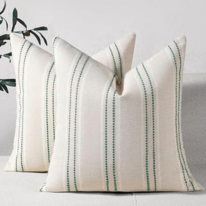 Hckot Stripe Throw Pillow Covers 26x26 Large Square Dark Green Pillow Cover - color: Dark Green, size: 26" x 26" (Pack of 2)