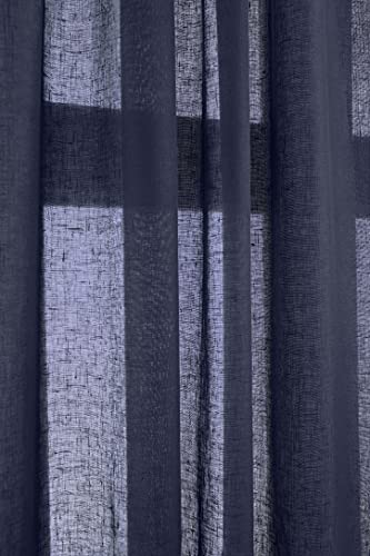 Solino Home 100% Pure Linen Sheer Window Curtain Navy, 52 x 144 in, 1 Panel - color: Navy, size: 52"W x 144"L (1-Panel)