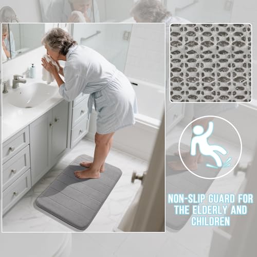 Yimobra Memory Foam Bathroom Mat Set, 31.5 x 20 & 24 x 20 in, Gray - color: Grey, size: 31.5x20+24x20 Inch