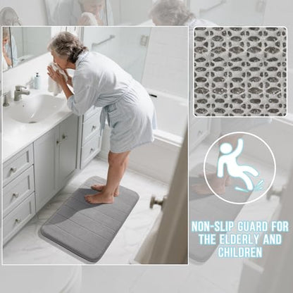 Yimobra Memory Foam Bathroom Mat Set, 31.5 x 20 & 24 x 20 in, Gray - color: Grey, size: 31.5x20+24x20 Inch