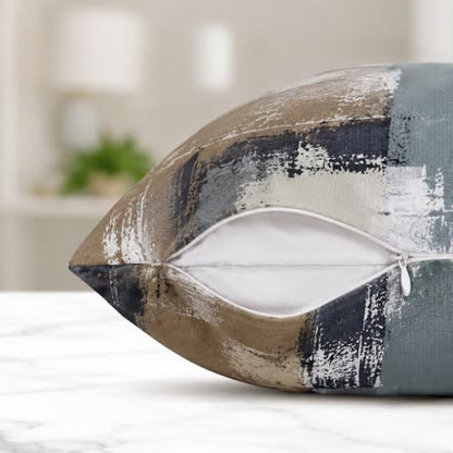 Brown Grey Abstract Throw Pillow Covers 18x18 Set of 4 - color: Earth Tone Brown and Blue Grey, size: 18" x 18" (Pack of 4)