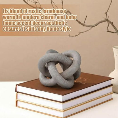 Yalikop 3 Link Wood Knot Decor Rustic Table Shelf Accents, Gray - color: Gray